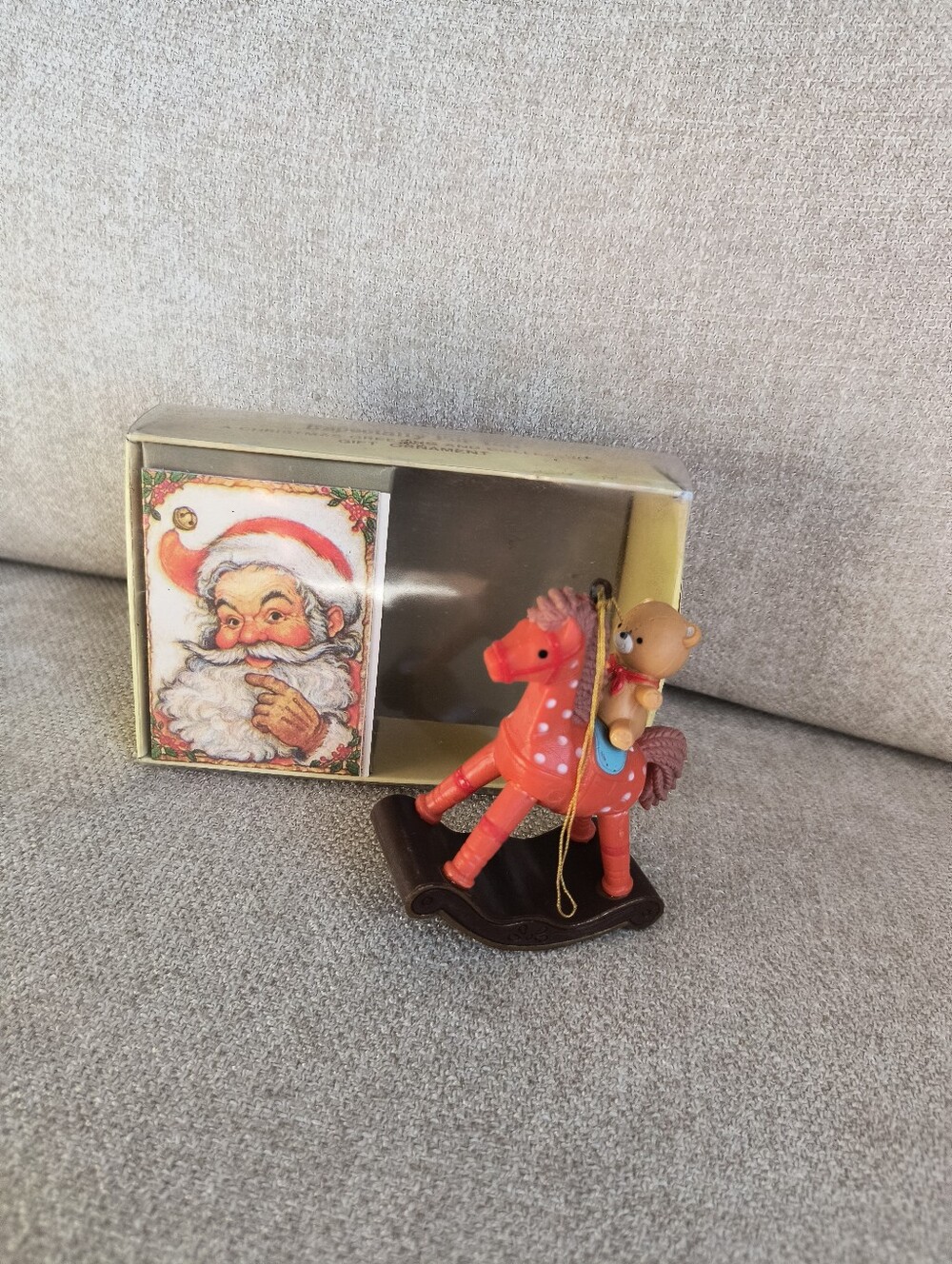 Vintage Bronson Christmas Greeting Collectible Ornament Bear Rocking Horse New - Picture 5 of 9